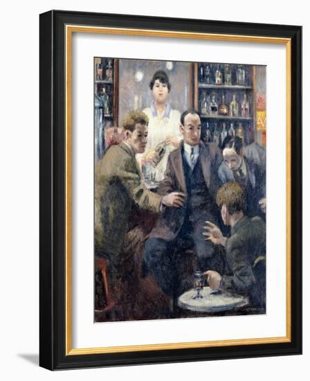 Discussion in a Bar, 1932 (Oil on Canvas)-Emil Cardinaux-Framed Giclee Print