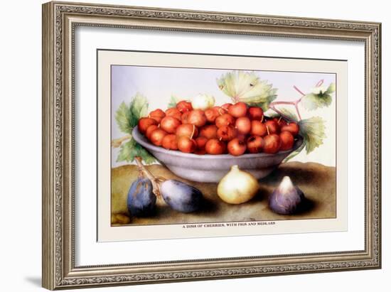 Dish of Cherries with Figs and Medlars-Giovanna Garzoni-Framed Art Print