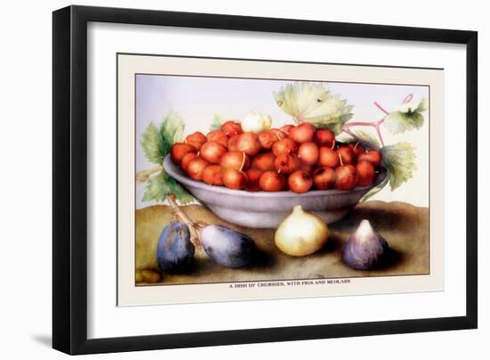 Dish of Cherries with Figs and Medlars-Giovanna Garzoni-Framed Art Print