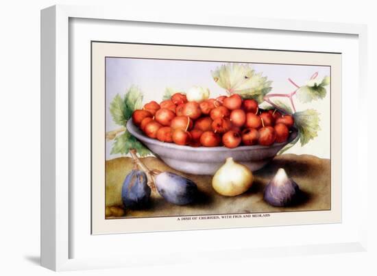 Dish of Cherries with Figs and Medlars-Giovanna Garzoni-Framed Art Print