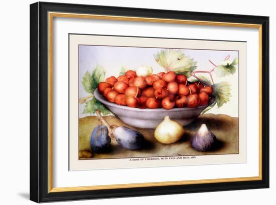 Dish of Cherries with Figs and Medlars-Giovanna Garzoni-Framed Art Print