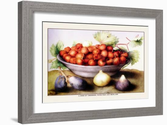 Dish of Cherries with Figs and Medlars-Giovanna Garzoni-Framed Art Print