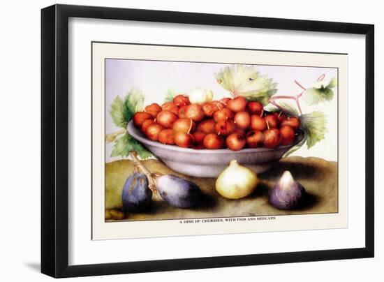 Dish of Cherries with Figs and Medlars-Giovanna Garzoni-Framed Art Print