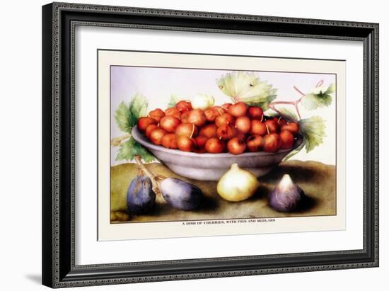 Dish of Cherries with Figs and Medlars-Giovanna Garzoni-Framed Art Print