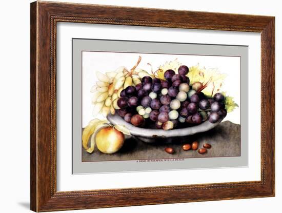 Dish of Grapes and Peaches-Giovanna Garzoni-Framed Art Print