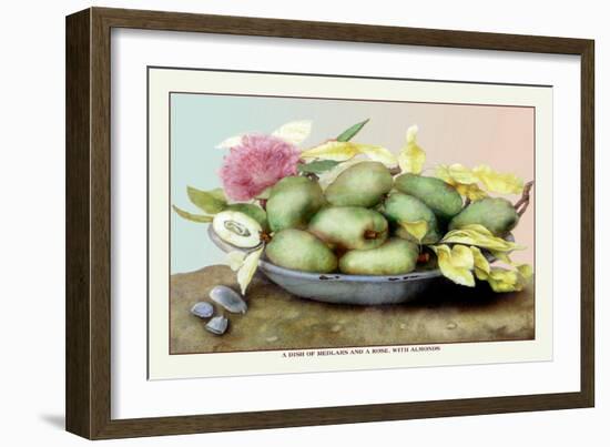 Dish of Medlars, A Rose, and Almonds-Giovanna Garzoni-Framed Premium Giclee Print