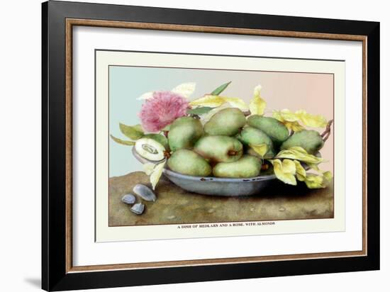 Dish of Medlars, A Rose, and Almonds-Giovanna Garzoni-Framed Premium Giclee Print