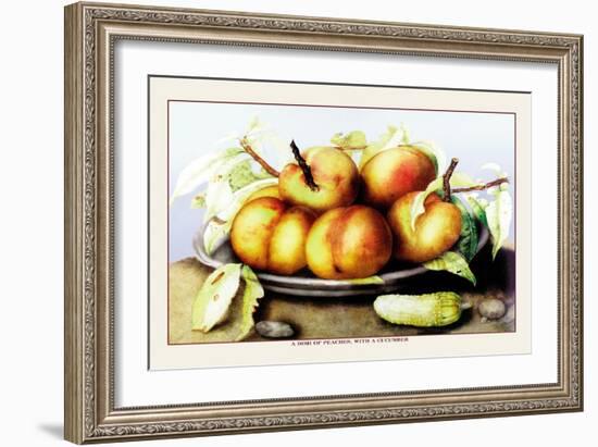 Dish of Peaches with a Cucumber-Giovanna Garzoni-Framed Art Print