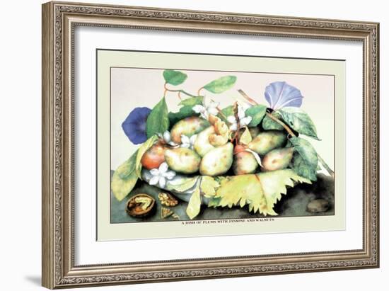 Dish of Plums with Jasmine and Walnuts-Giovanna Garzoni-Framed Art Print