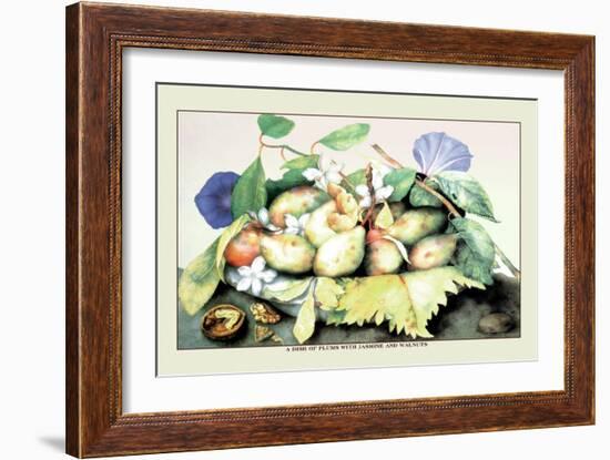 Dish of Plums with Jasmine and Walnuts-Giovanna Garzoni-Framed Art Print