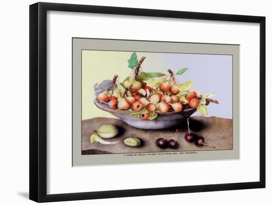 Dish of Small Pears with Medlars and Cherries-Giovanna Garzoni-Framed Art Print