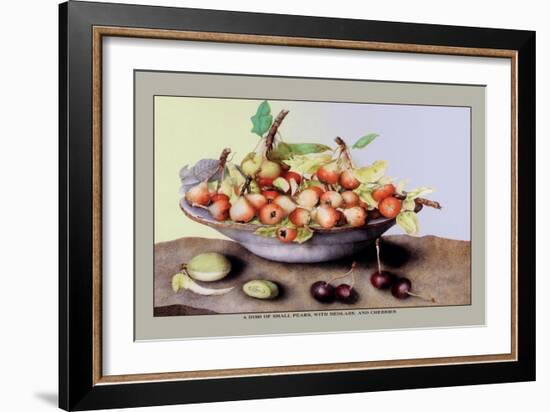 Dish of Small Pears with Medlars and Cherries-Giovanna Garzoni-Framed Art Print