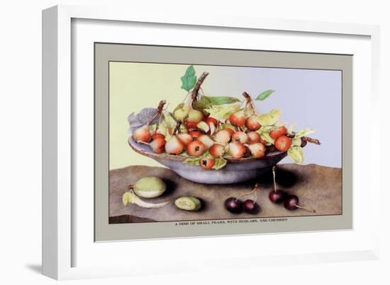 Dish of Small Pears with Medlars and Cherries-Giovanna Garzoni-Framed Art Print