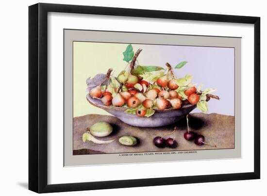 Dish of Small Pears with Medlars and Cherries-Giovanna Garzoni-Framed Art Print