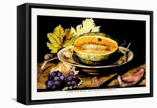 Dish with Melons and a Slice of Watermelon-Giovanna Garzoni-Framed Stretched Canvas