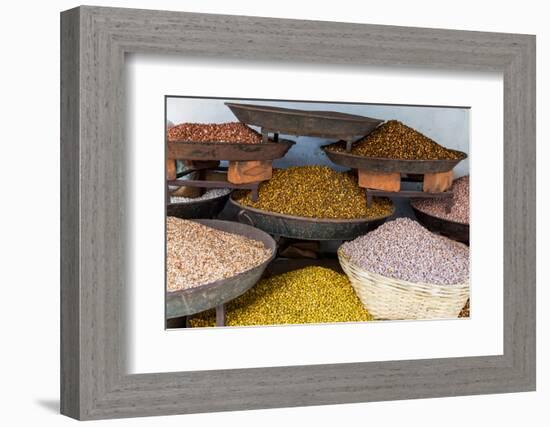 Dishes of Spices for Sale in a Street Market in the City of Udaipur, Rajasthan, India, Asia-Martin Child-Framed Photographic Print