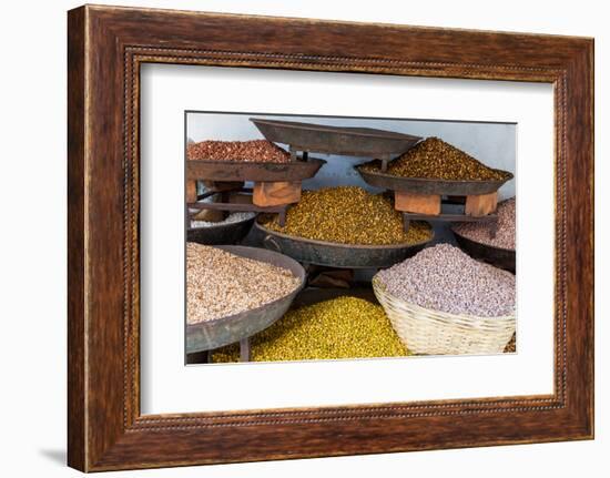 Dishes of Spices for Sale in a Street Market in the City of Udaipur, Rajasthan, India, Asia-Martin Child-Framed Photographic Print