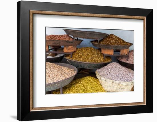 Dishes of Spices for Sale in a Street Market in the City of Udaipur, Rajasthan, India, Asia-Martin Child-Framed Photographic Print