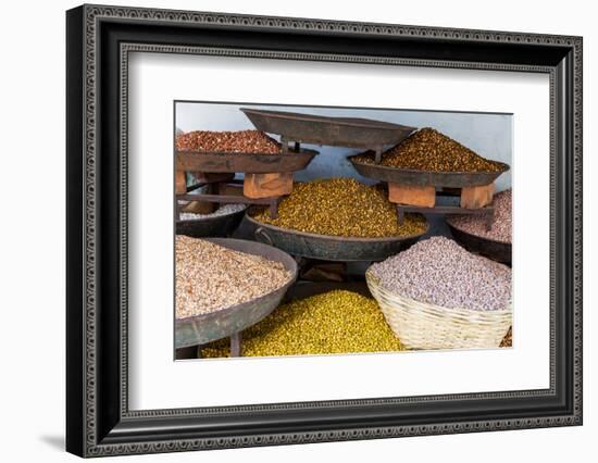 Dishes of Spices for Sale in a Street Market in the City of Udaipur, Rajasthan, India, Asia-Martin Child-Framed Photographic Print