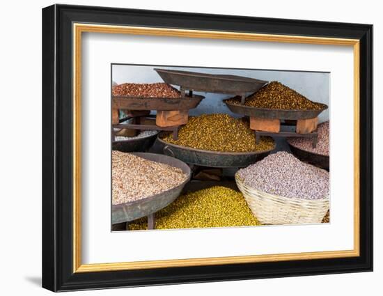 Dishes of Spices for Sale in a Street Market in the City of Udaipur, Rajasthan, India, Asia-Martin Child-Framed Photographic Print