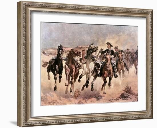 Dismounted: The 4th Troopers Moving-Frederic Sackrider Remington-Framed Giclee Print