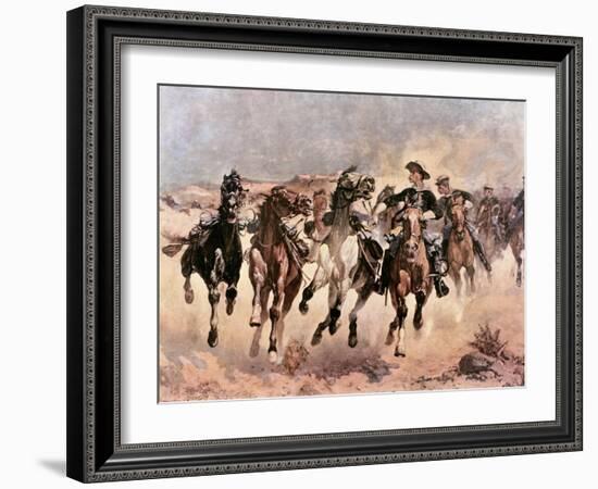 Dismounted: The 4th Troopers Moving-Frederic Sackrider Remington-Framed Giclee Print