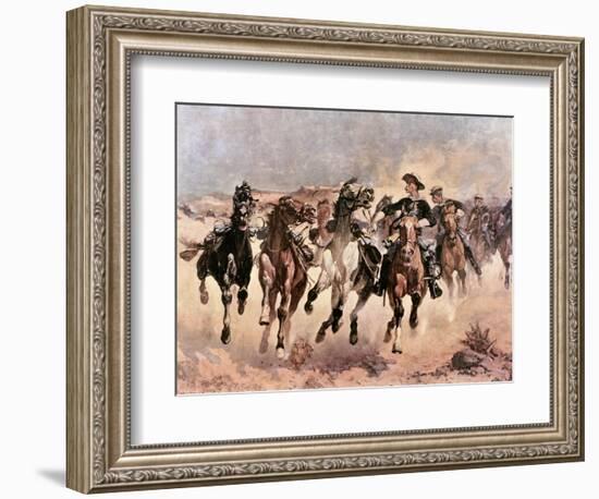 Dismounted: The 4th Troopers Moving-Frederic Sackrider Remington-Framed Giclee Print