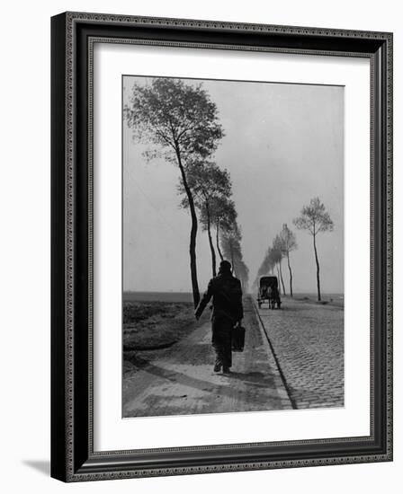 Displaced Person Returning Home from German Prison Camp, Walking Down Country Road-Ralph Morse-Framed Photographic Print