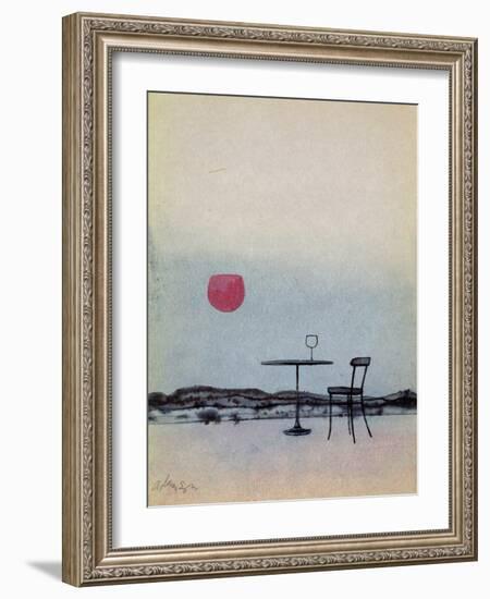 Displaced Red Wine from Glass on Outside Table Becomes the Setting Sun-George Adamson-Framed Giclee Print