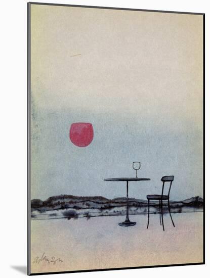 Displaced Red Wine from Glass on Outside Table Becomes the Setting Sun-George Adamson-Mounted Giclee Print