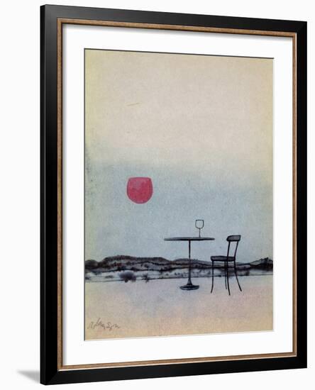 Displaced Red Wine from Glass on Outside Table Becomes the Setting Sun-George Adamson-Framed Giclee Print