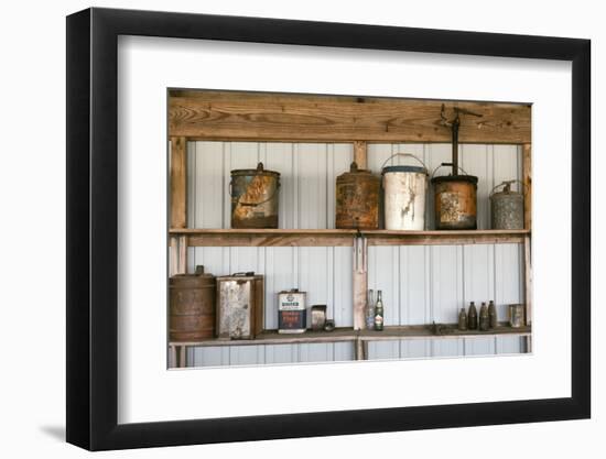 Display of Antique Buckets and Bottles, Cuba. Missouri, USA. Route 66-Julien McRoberts-Framed Photographic Print