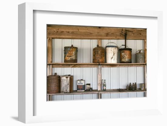 Display of Antique Buckets and Bottles, Cuba. Missouri, USA. Route 66-Julien McRoberts-Framed Photographic Print