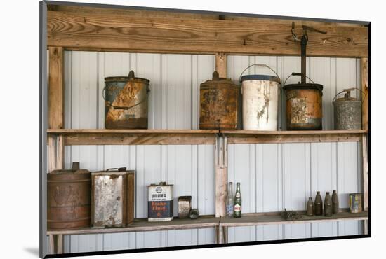 Display of Antique Buckets and Bottles, Cuba. Missouri, USA. Route 66-Julien McRoberts-Mounted Photographic Print