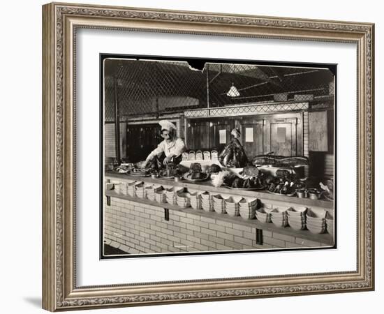 Display of Cold Meat in the Kitchen of the Commodore Hotel, 1919-Byron Company-Framed Giclee Print