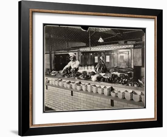 Display of Cold Meat in the Kitchen of the Commodore Hotel, 1919-Byron Company-Framed Giclee Print