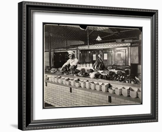 Display of Cold Meat in the Kitchen of the Commodore Hotel, 1919-Byron Company-Framed Giclee Print