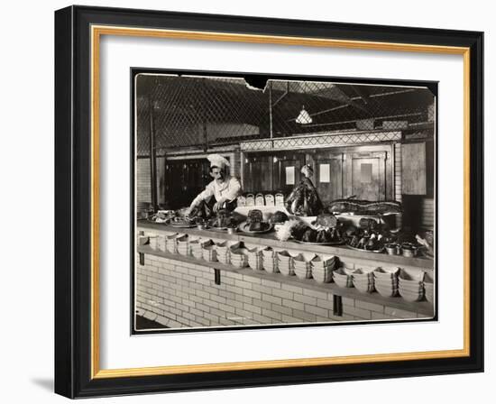 Display of Cold Meat in the Kitchen of the Commodore Hotel, 1919-Byron Company-Framed Giclee Print