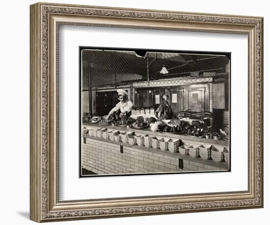 Display of Cold Meat in the Kitchen of the Commodore Hotel, 1919-Byron Company-Framed Giclee Print