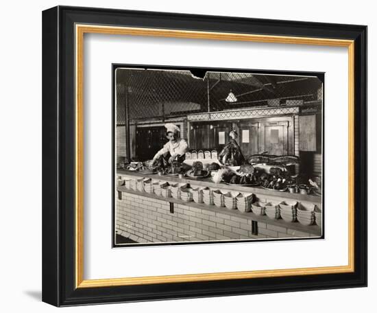 Display of Cold Meat in the Kitchen of the Commodore Hotel, 1919-Byron Company-Framed Giclee Print