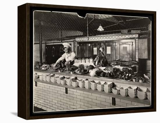 Display of Cold Meat in the Kitchen of the Commodore Hotel, 1919-Byron Company-Framed Premier Image Canvas