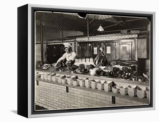 Display of Cold Meat in the Kitchen of the Commodore Hotel, 1919-Byron Company-Framed Premier Image Canvas