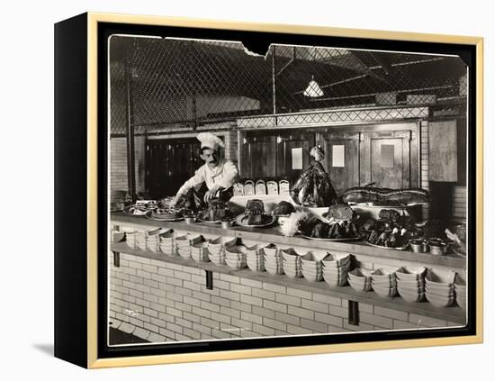 Display of Cold Meat in the Kitchen of the Commodore Hotel, 1919-Byron Company-Framed Premier Image Canvas