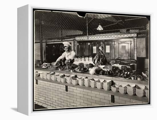 Display of Cold Meat in the Kitchen of the Commodore Hotel, 1919-Byron Company-Framed Premier Image Canvas