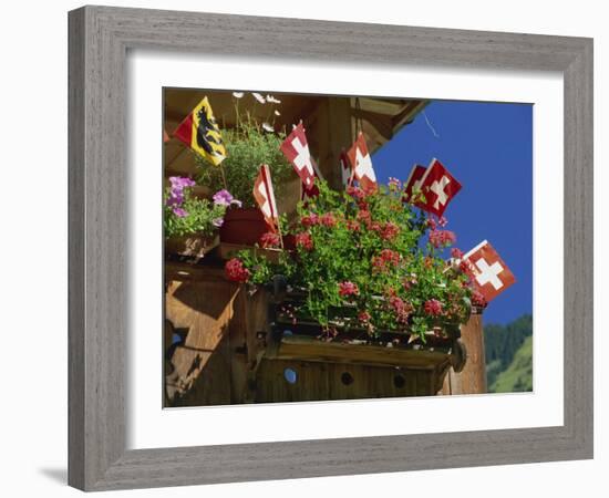Display of Flags to Mark Swiss National Day, Lauterbrunnen, Bern, Swizerland, Europe-Tomlinson Ruth-Framed Photographic Print