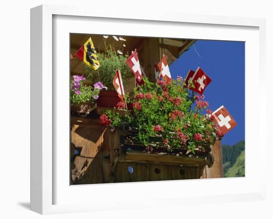 Display of Flags to Mark Swiss National Day, Lauterbrunnen, Bern, Swizerland, Europe-Tomlinson Ruth-Framed Photographic Print