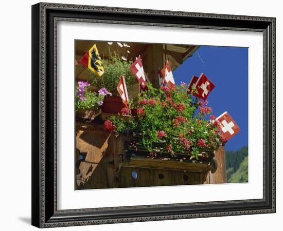 Display of Flags to Mark Swiss National Day, Lauterbrunnen, Bern, Swizerland, Europe-Tomlinson Ruth-Framed Photographic Print