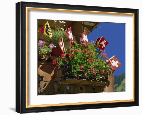 Display of Flags to Mark Swiss National Day, Lauterbrunnen, Bern, Swizerland, Europe-Tomlinson Ruth-Framed Photographic Print