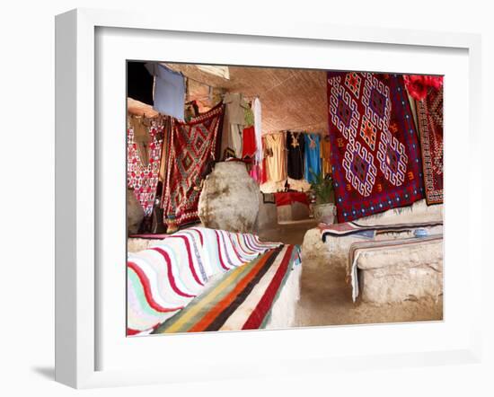 Display of Local Cloths and Carpets, Mides Oasis, Tunisia, North Africa, Africa-Dallas & John Heaton-Framed Photographic Print