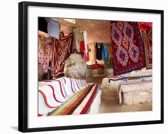 Display of Local Cloths and Carpets, Mides Oasis, Tunisia, North Africa, Africa-Dallas & John Heaton-Framed Photographic Print